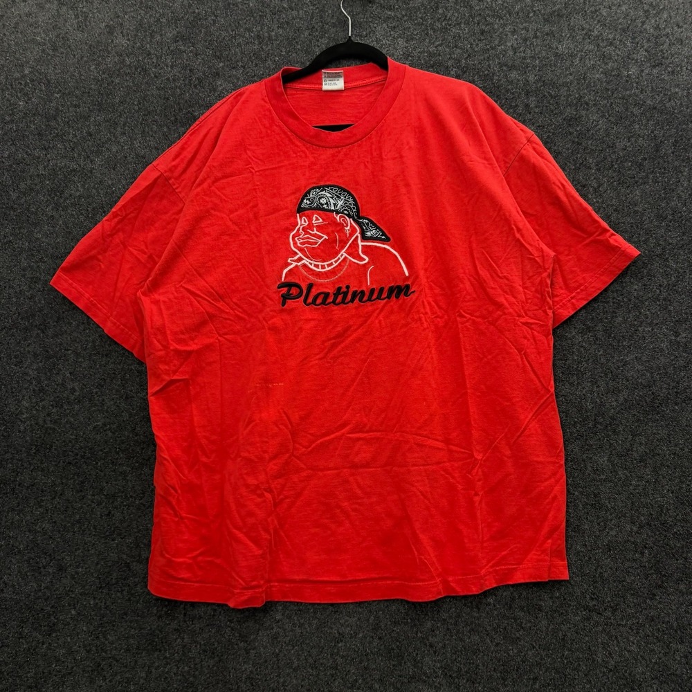 Vintage Fubu Platinum Graphic T-Shirt Men 3XL Red Embroidered Hip Hop Streetwear